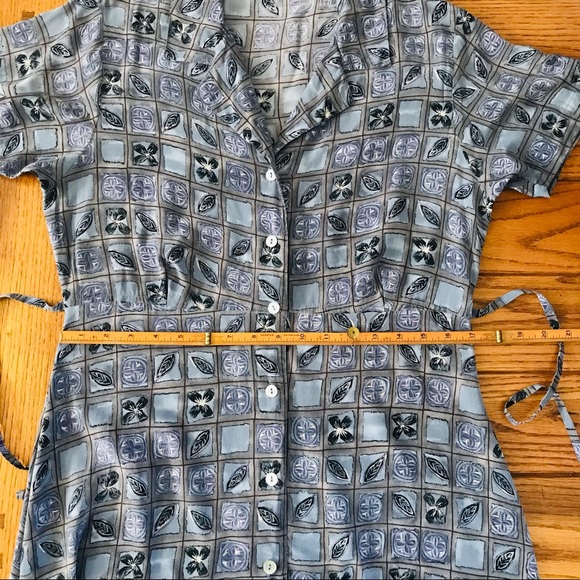 Territory Ahead Maxi dress Silk Shades of blue, grey & black Button SS Tie NWOT - Picture 4 of 7